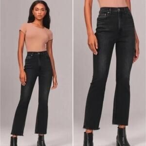 ABERCROMBIE & FITCH Curve Love Kick Flare Ultra High Rise Jeans Black {3C20}